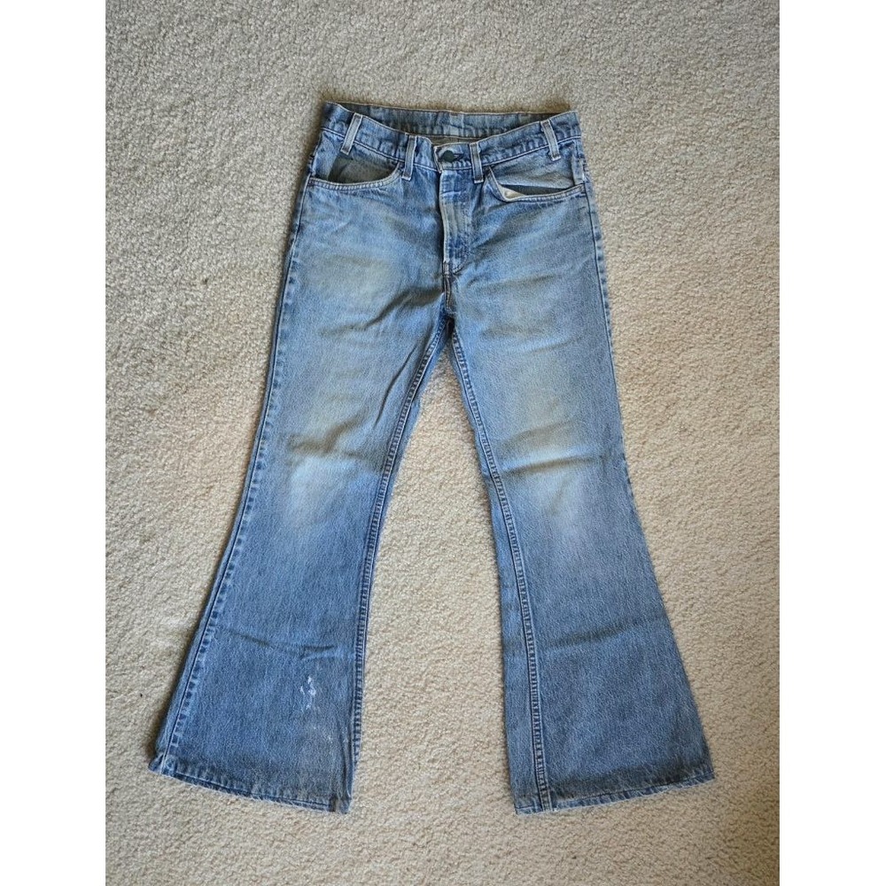 Vintage 70s Levis 646 Orange Tab Bell Bottoms 31x29 Faded Flare Jeans Hippie